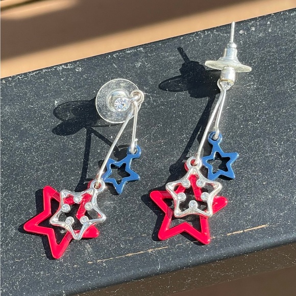Jewelry - NWOT Red Silver and Blue Star Earrings